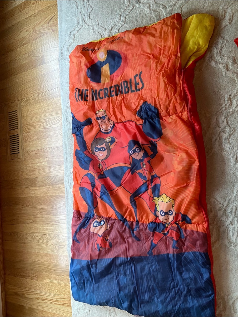 Disney Incredibles Kids Orange and Blue Character Sleeping Bag